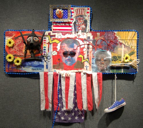 American flag mixed media assemblage