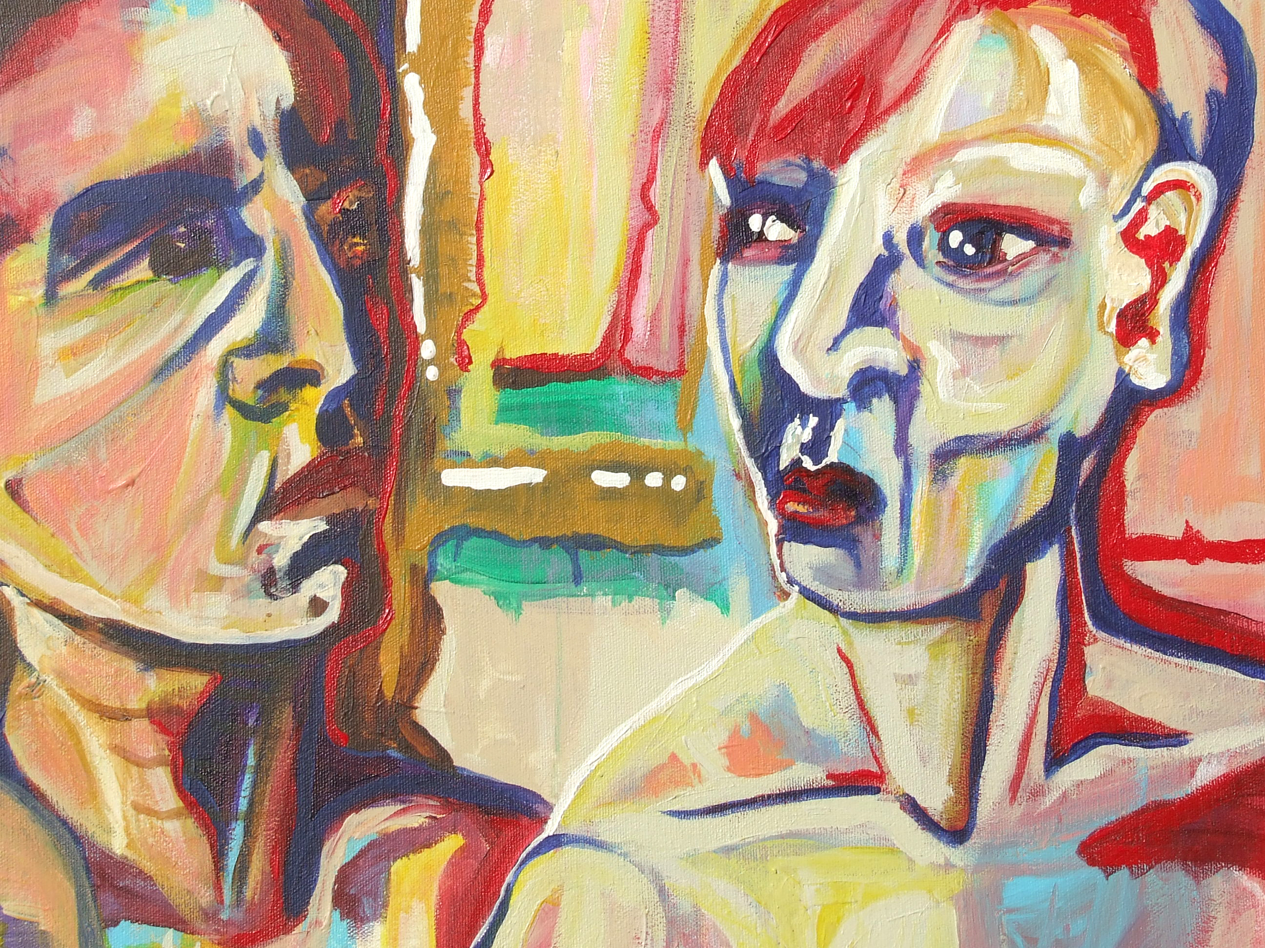 Dual portrait with contrasting expressions